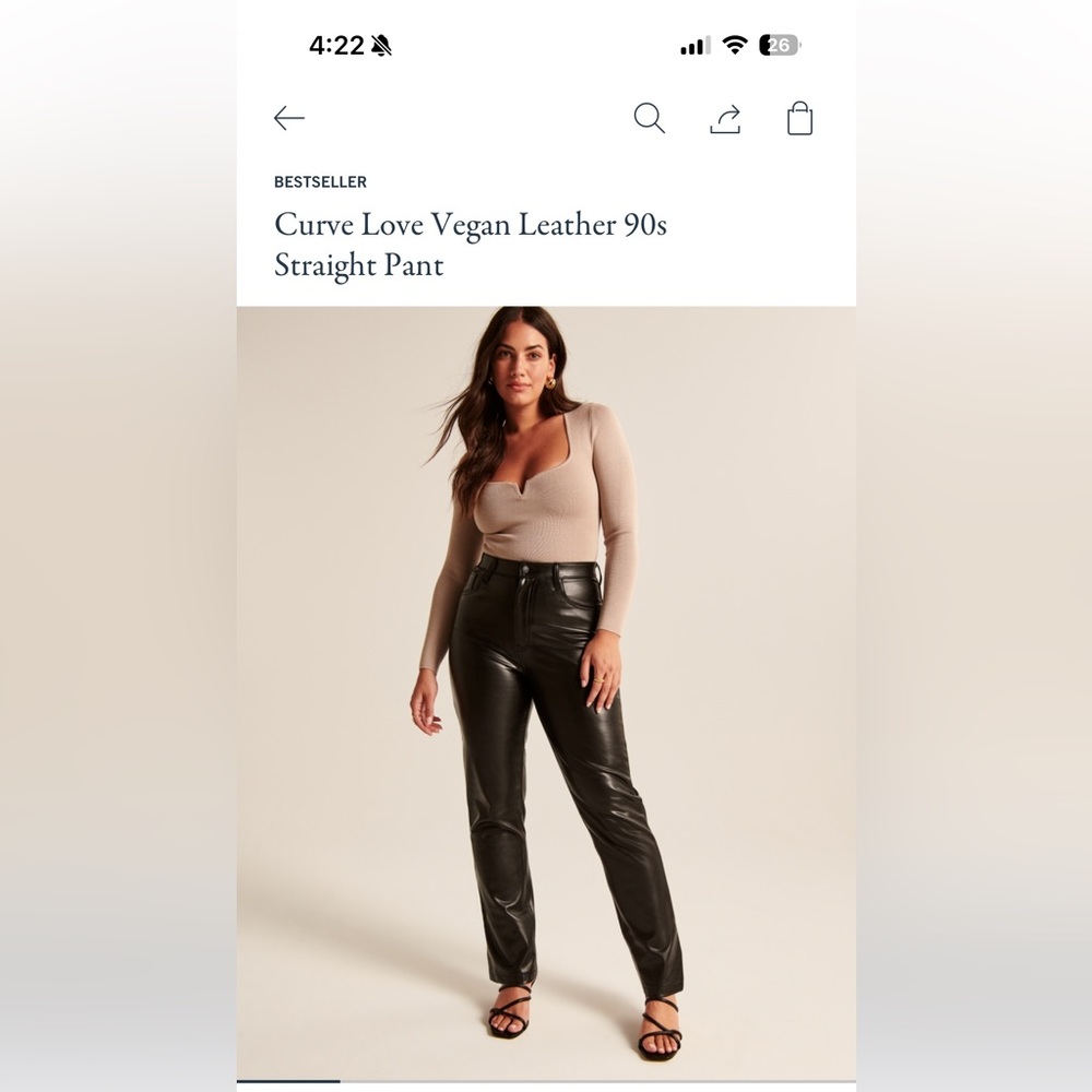 Abercrombie & Fitch Curve Love Vegan Leather 90s Straight Pant - Brown, 12s